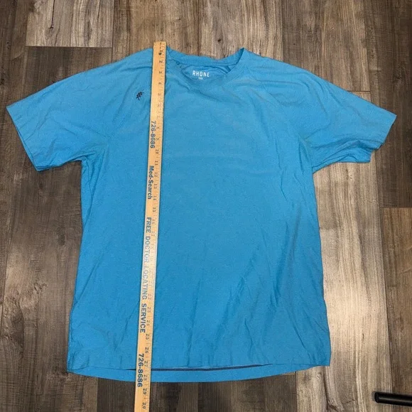 Rhone Mens Athletic Performance T Shirt Blue Short Sleeve Training Gym Size L - Picture 5 of 6